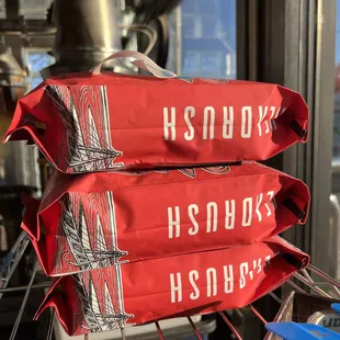 Freshly roasted Coffee bean orders ready to be picked up.