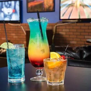 three different cocktails