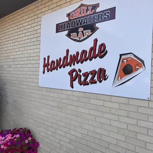 sign for handmade pizza