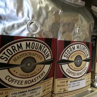 We love supporting local! Come check out our local section.  Pictured here is a locally roasted, delicious, Storm Mountain Coffee!