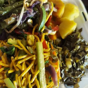 Rasta Pasta, collards, squash and lots of vegetable goodness!