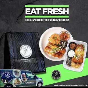 a plate of food and a car