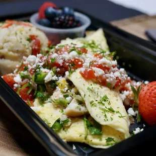 EGG WHITE CHICKEN SAUSAGE OMELETTE Served with Hash brown and fresh Berries