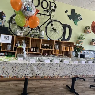 Todays their 5 year anniversary. Samples of all their delicious food!