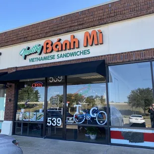 the front of a vietnamese sandwich shop