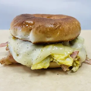 Bagel with Egg, Ham &amp; Cheese