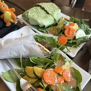 gyro &amp; a turkey wrap w/ side salads