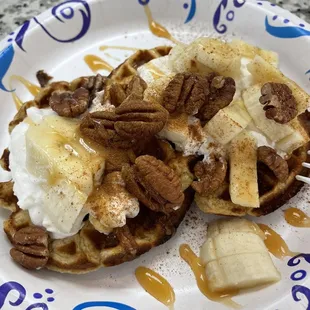 Pecan banana waffles