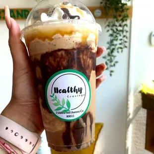 Chocolate and caramel protein coffee