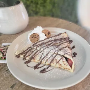 Nutella banana and Stawberries filled crepe