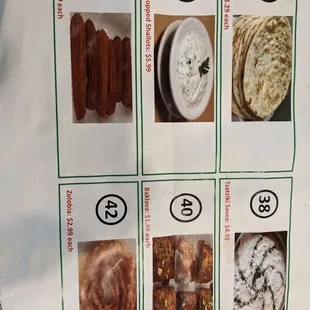 a variety of food items