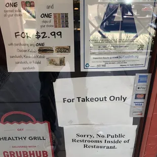 "For take out only" No restrooms