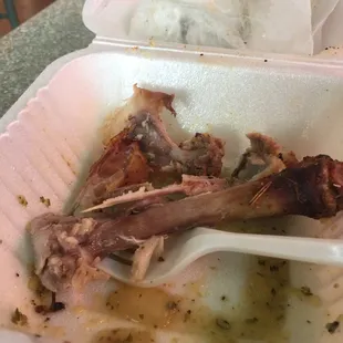 Bones and a bit of cabbage juice. It was GOOD!