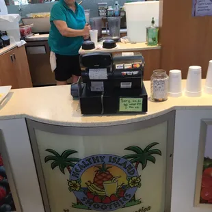 a woman at the counter