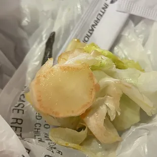 Inedible end of Iceberg lettuce.