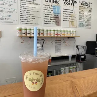 a drink in a plastic cup