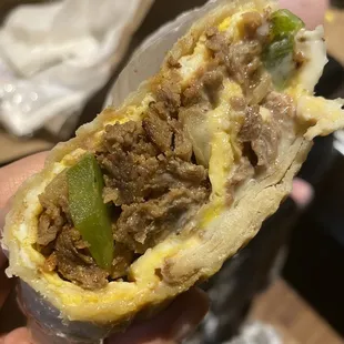 Eggs, Steak,Peppers, American cheese wrap