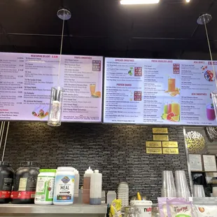 menus and drinks at a fast food restaurant