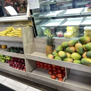 a display of fruits and vegetables