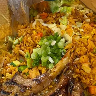 Grilled Lamb chops with House fried rice