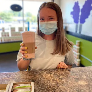 White chocolate covered strawberry shake!