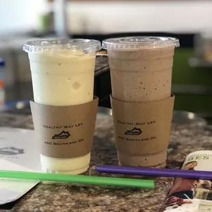 Pineapple upside down shake &amp; brownie batter shake