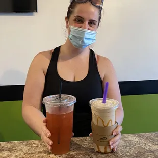 Boss babe mega tea &amp; salted caramel Cinnabon shake!