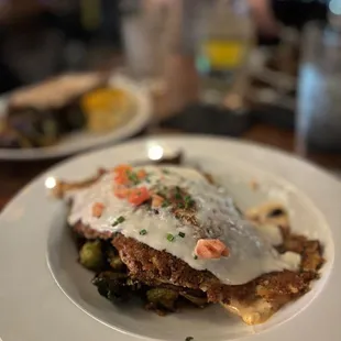 Crab Crusted Redfish with Brussel Sprouts - @rayz