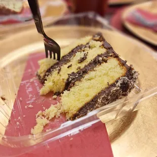 The Vanilla  Chocolate  frosting cake was delicious..it was mosit and not to sweet  Just right.