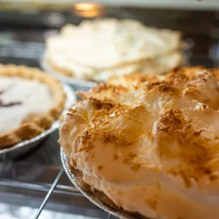 a variety of pies on display