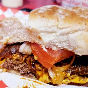 a cheeseburger and fries