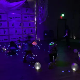 Balloon Drop Glow Dance Party at our Noon Year's Eve family party!