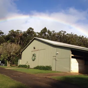 Rainbow over the barn and indoor arena