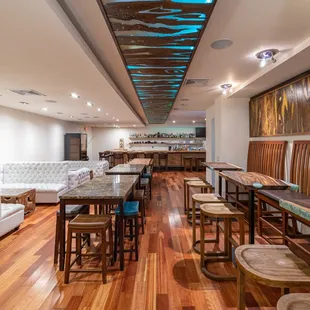 the interior of a modern restaurant