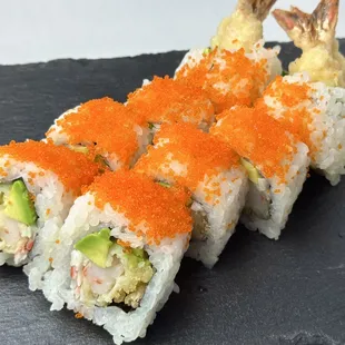 【California Tempura Roll】Indulge in the perfect harmony of flavors and textures with our California Tempura Roll.