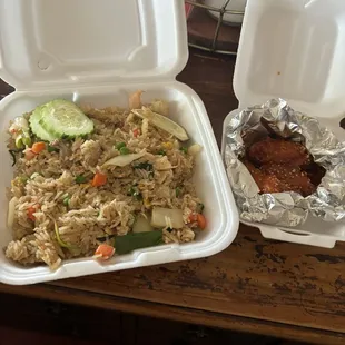 Combo Fried Rice and Spocy Chicken wing