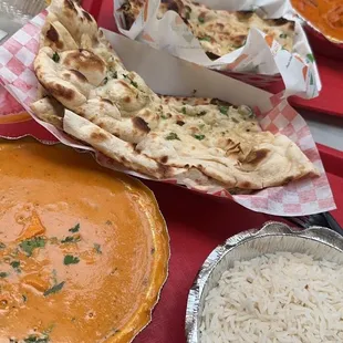 Chicken Tikka Masala, Garlic Naan, &amp; Rice