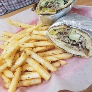 Traditional gyro with the crispiest fries ever