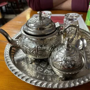 Sage tea--the handle gets hot! But it tastes wonderful!