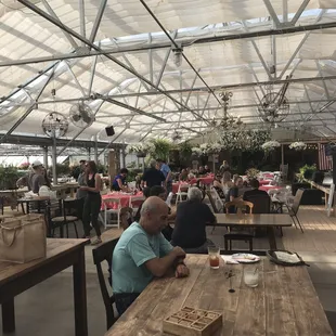 Inside. It's a greenhouse.