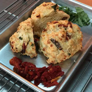 three scones on a baking tray