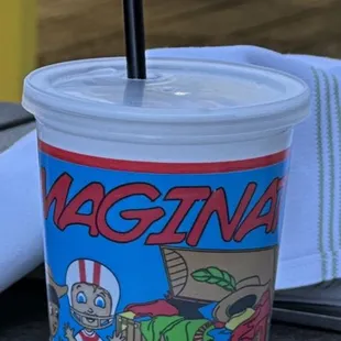 I appreciate how they provide kid cups so it&apos;s less spill-able. The cup actually says &quot;imagination&quot;