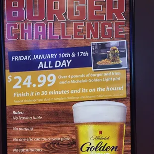  burger challenge poster