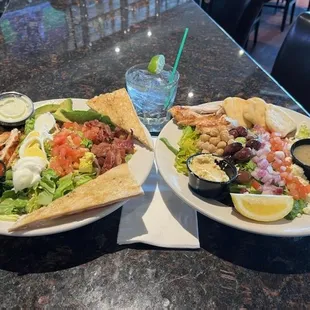 Cobb Salad (left) Mediterranean Salad (right)