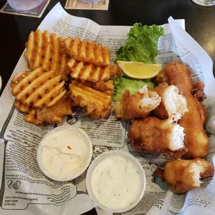 food, fish and chips