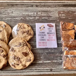 a tray of cookies and brownies
