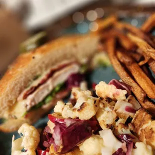 Toasted cauliflower in the forefront