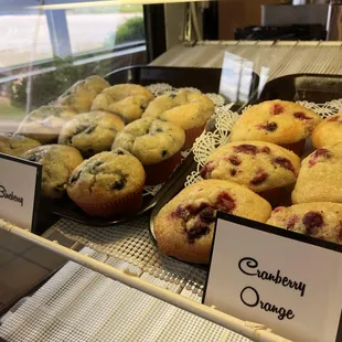 Fresh baked goods include muffins, cookies, scones, brownies and more!