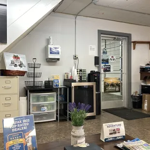 free drinks in waiting area