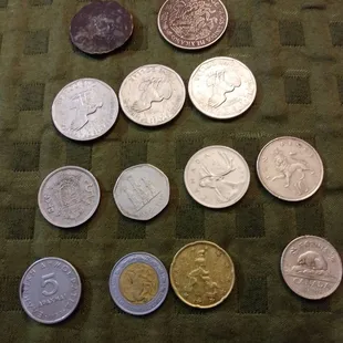 The backside of the coins